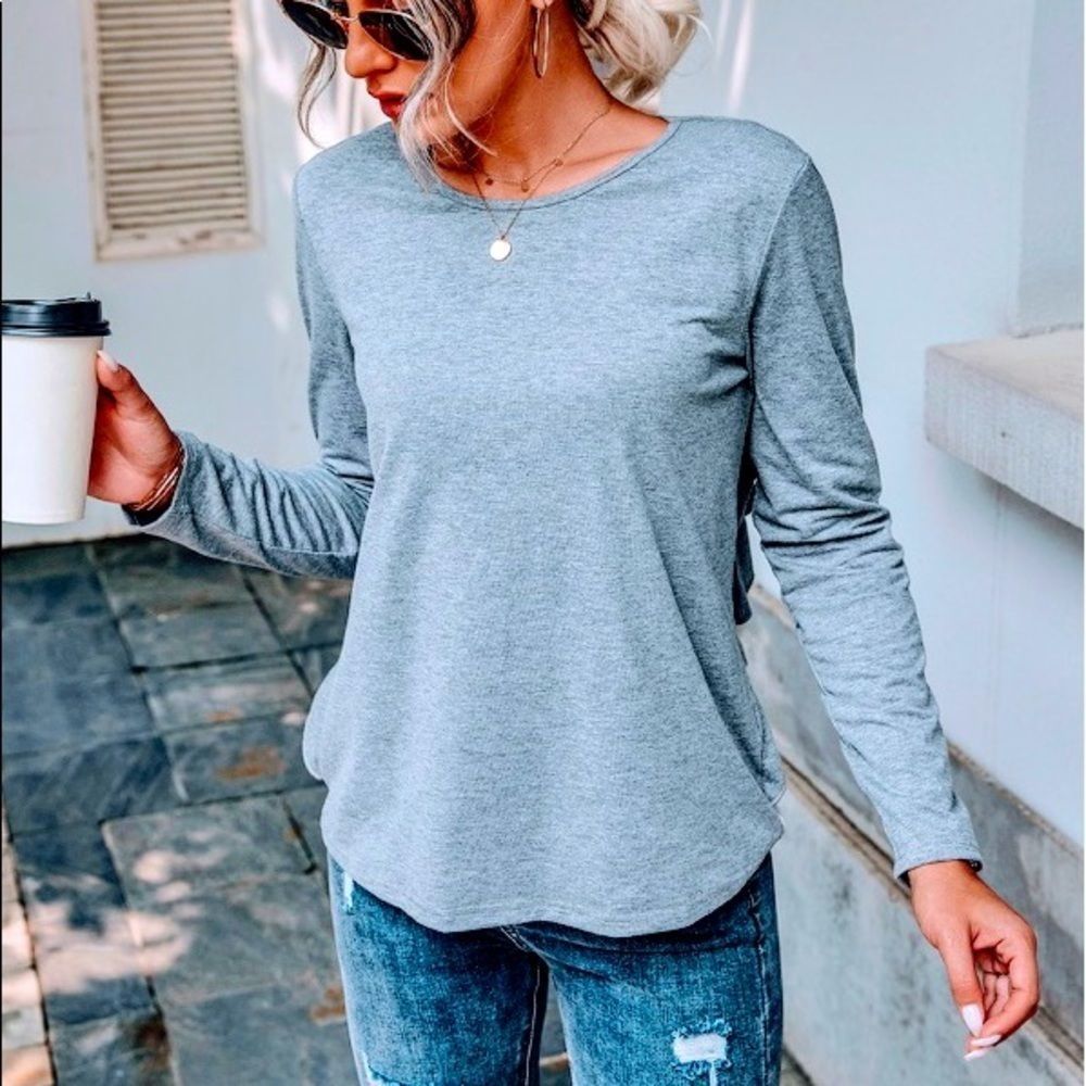 NWT! CONTRAST LACE INSERT RUFFLE TRIM TEE! - Picture 4 of 12